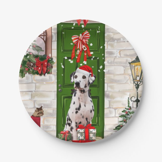 Dalmatian Dog Christmas   Paper Plate (Front)