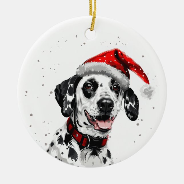 Dalmatian Dog Christmas Personalized Ceramic Tree Decoration (Front)