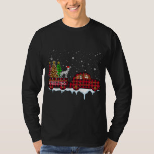 Dalmatian Dog Christmas Red Plaid Truck Santa Xmas T-Shirt