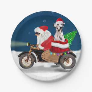 Dalmatian Dog Christmas Santa Claus   Paper Plate