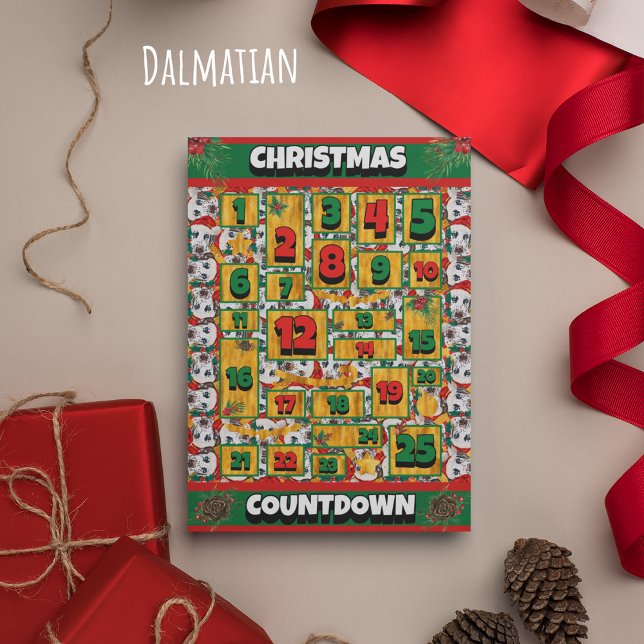 Dalmatian Dog Countdown Christmas Advent Calendar Holiday Card (Creator Uploaded)