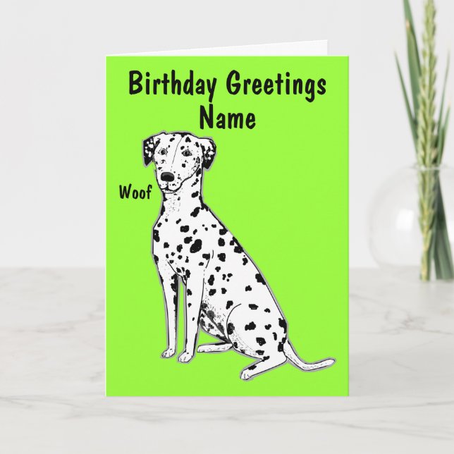Dalmatian Dog Customisable Birthday Card (Front)