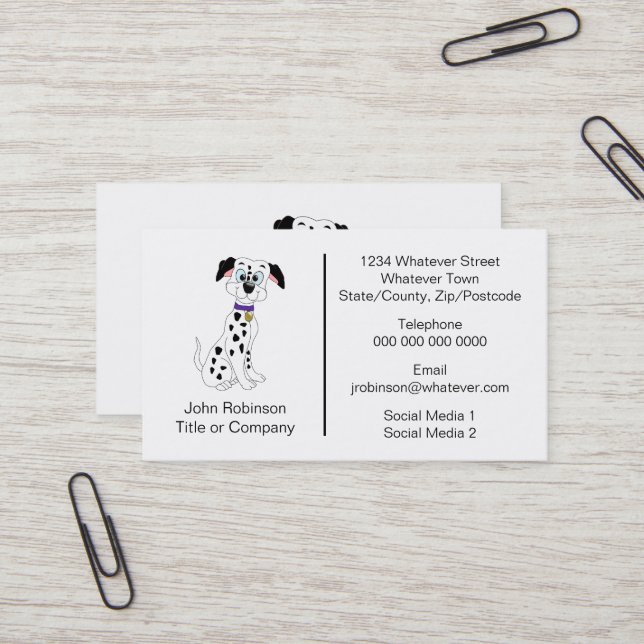 Dalmatian Dog Design Boarding Kennels Business Card (Front/Back In Situ)