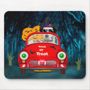 Dalmatian Dog Driving Car Scary Halloween Mouse Pad