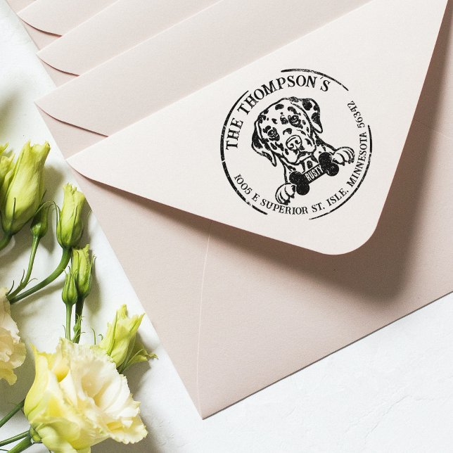 Dalmatian Dog Family Return Address   Rubber Stamp (Creator Uploaded)