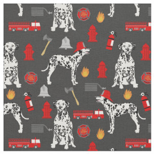 Dalmatian dog fire fighter fabric