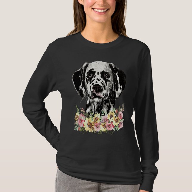Dalmatian  Dog  Floral T-Shirt (Front)
