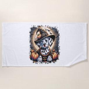 Dalmatian Dog Halloween Beach Towel