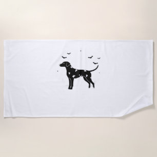 Dalmatian Dog – Halloween Moon Silhouette Classic  Beach Towel