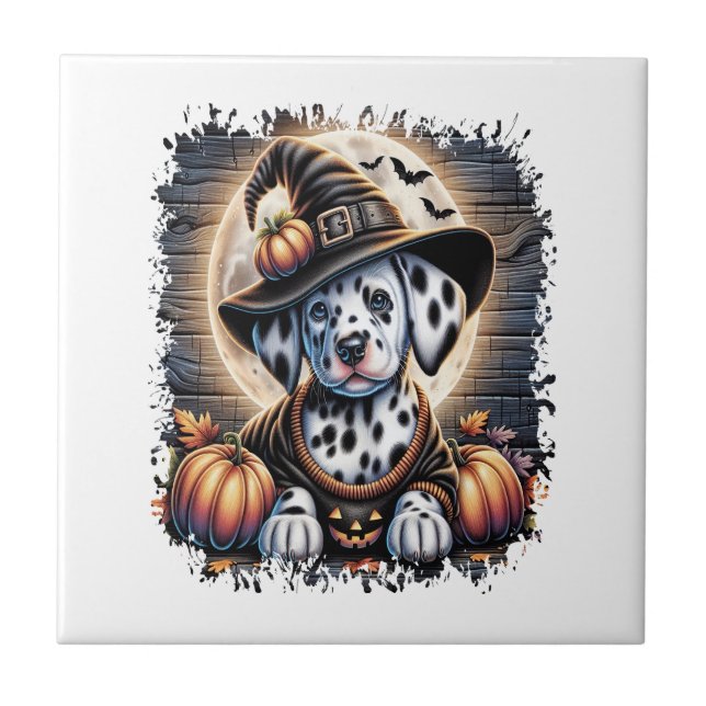 Dalmatian Dog Halloween Tile (Front)