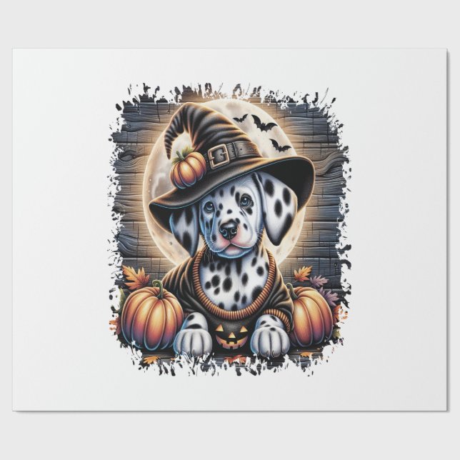 Dalmatian Dog Halloween Wrapping Paper (Flat)