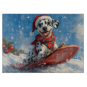 Dalmatian Dog in Sledge Let it Snow Christmas Cutting Board