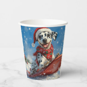Dalmatian Dog in Sledge Let it Snow Christmas Paper Cups