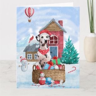 Dalmatian Dog In snow Christmas Dog House Card