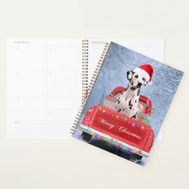 Dalmatian Dog in Snow sitting in Christmas Truck Planner (Display)
