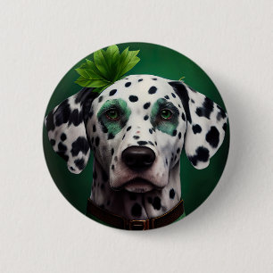 Dalmatian Dog in St. Patrick's Day Dress 6 Cm Round Badge