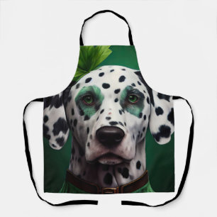 Dalmatian Dog in St. Patrick's Day Dress Apron