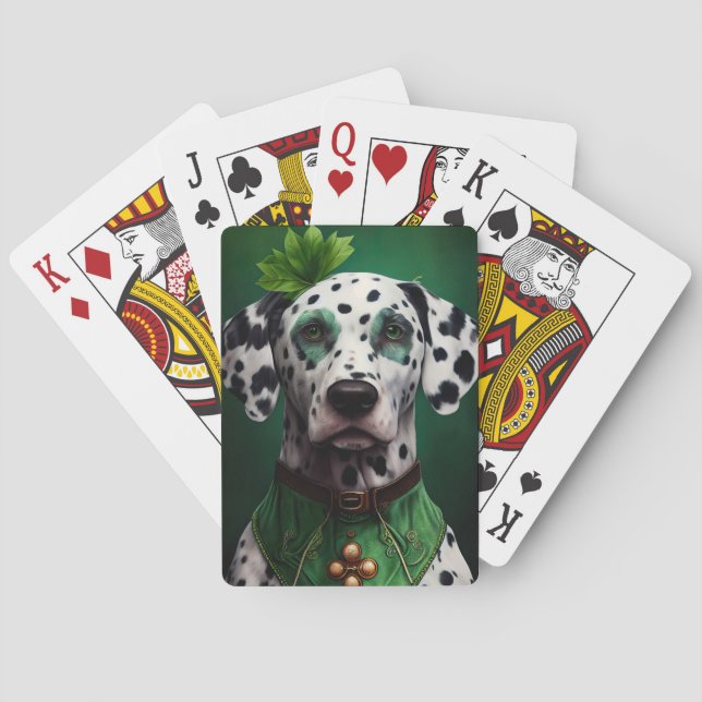 Dalmatian Dog in St. Patrick's Day Dress Playing Cards (Back)