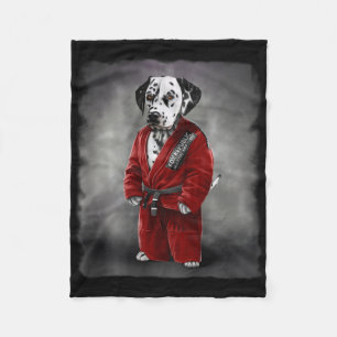 Dalmatian Dog Judo Karate Master In Red Judogi  Fleece Blanket