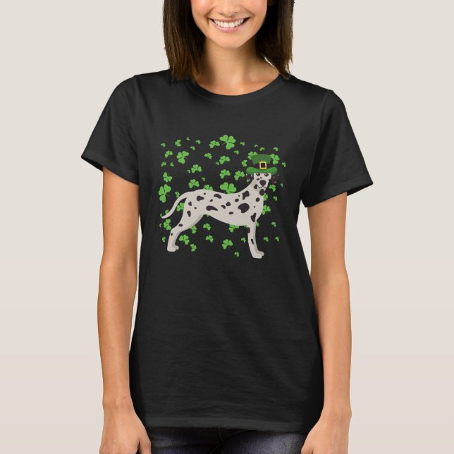 Dalmatian Dog Leprechaun Shamrock St Patricks Day T-Shirt (Front)