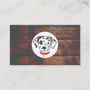 Dalmatian Dog Logo Wood Background Business Card