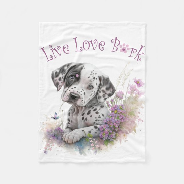 Dalmatian Dog Mum Floral Fleece Blanket (Front)