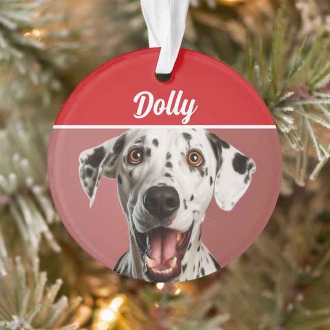 Dalmatian Dog Name Photo Holiday Christmas Ornament (Tree)