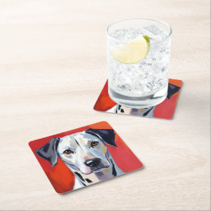 Dalmatian Dog Painting Pet Watercolor Square Paper Coaster