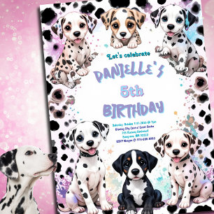 Dalmatian & Dog Pals Watercolor Birthday Party Invitation
