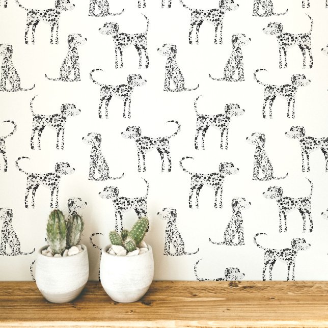 Dalmatian Dog Pattern Wallpaper (Fun Dalmatian dog peel and stick art wallpaper for animal and pet lovers)
