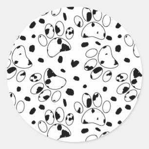Dalmatian Dog Paw With Spots Classic Round Sticker