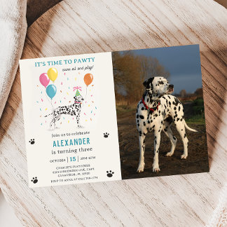 Dalmatian Dog Pawty Puppy Birthday Party Photo Invitation