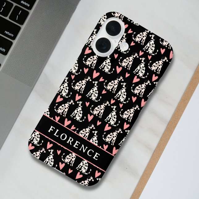 Dalmatian Dog Pink Hearts Pattern Name Case-Mate iPhone Case (Creator Uploaded)
