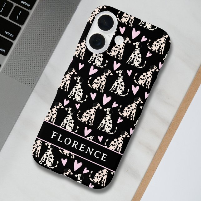 Dalmatian Dog Pink Hearts Pattern Name Case-Mate iPhone Case (Creator Uploaded)