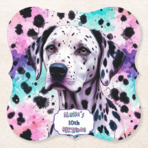 Dalmatian Dog Pink Purple Turquoise Birthday
