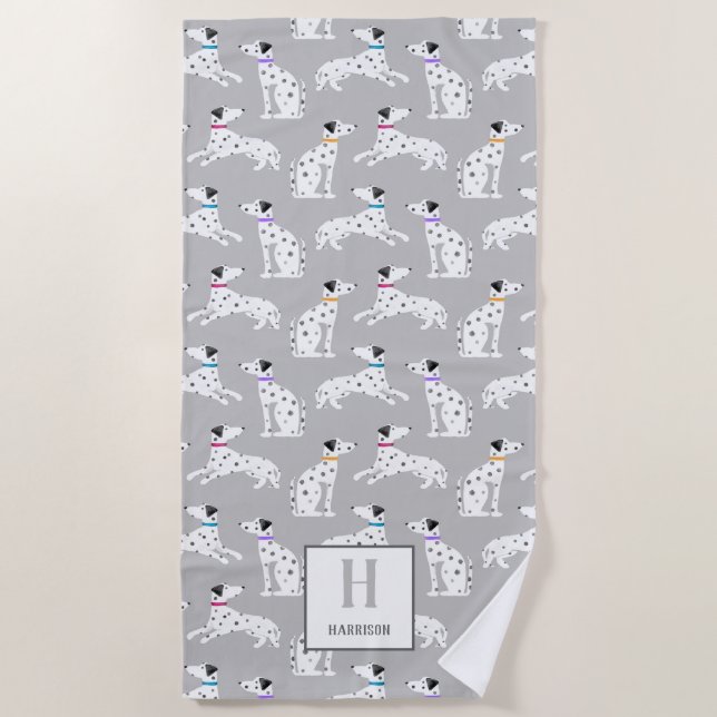 Dalmatian Dog Polka Dot Animal Watercolor Kids Beach Towel (Front)