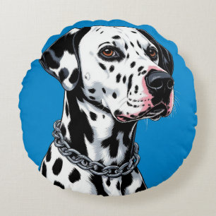 Dalmatian Dog Portrait Home Decor Accent Round Cushion