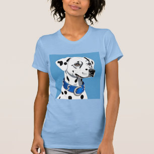 Dalmatian Dog Portrait With Blue Collar T-Shirt