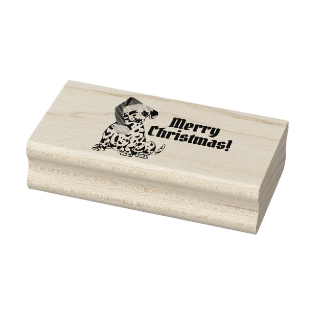 Dalmatian Dog Red Stocking Cap Merry Christmas Rubber Stamp (Stamp)