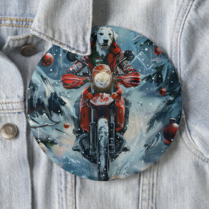 Dalmatian Dog Riding Motorcycle Christmas 6 Cm Round Badge