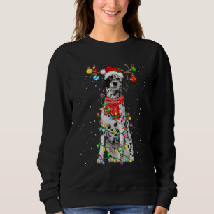 Dalmatian Dog Santa Hat Christmas Xmas Lights Sweatshirt