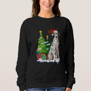 Dalmatian Dog Santa Hat Reindeer Christmas Lights Sweatshirt