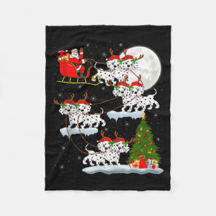 Dalmatian Dog Santa Sleigh Flying Funny Magical Ch Fleece Blanket