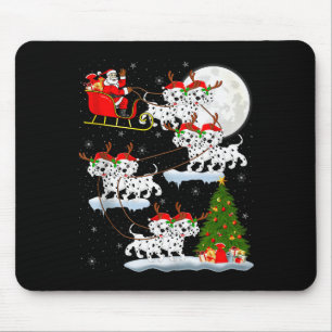 Dalmatian Dog Santa Sleigh Flying Funny Magical Ch Mouse Pad