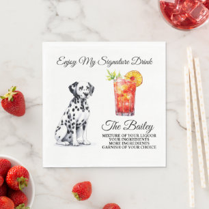 Dalmatian Dog Signature Drink Wedding Napkin