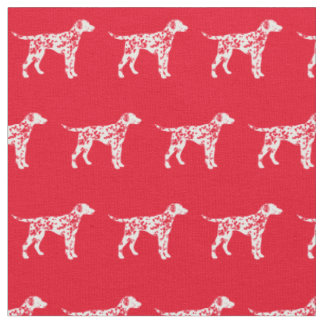 Dalmatian Dog Silhouette Pet Red Fabric