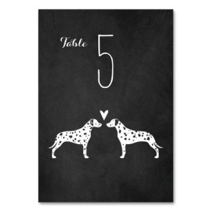 Dalmatian Dog Silhouettes Wedding Reception Table Number