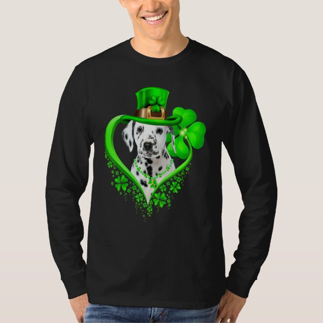 Dalmatian Dog St Patricks Day Lover Irish Shamrock T-Shirt (Front)