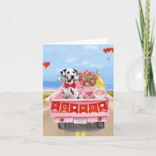 Dalmatian Dog Valentine's Day Truck Hearts Card