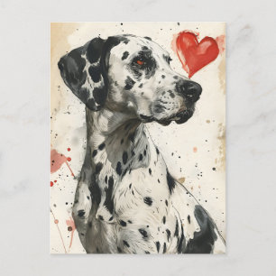 Dalmatian dog Vintage Valentine's day  Postcard